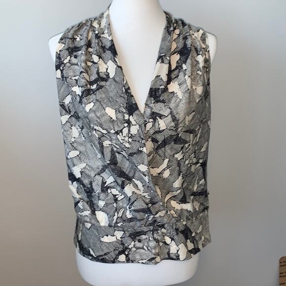 Ann Taylor Silk Sleeveless Wrap Blouse Top Sz 2 - Picture 1 of 8